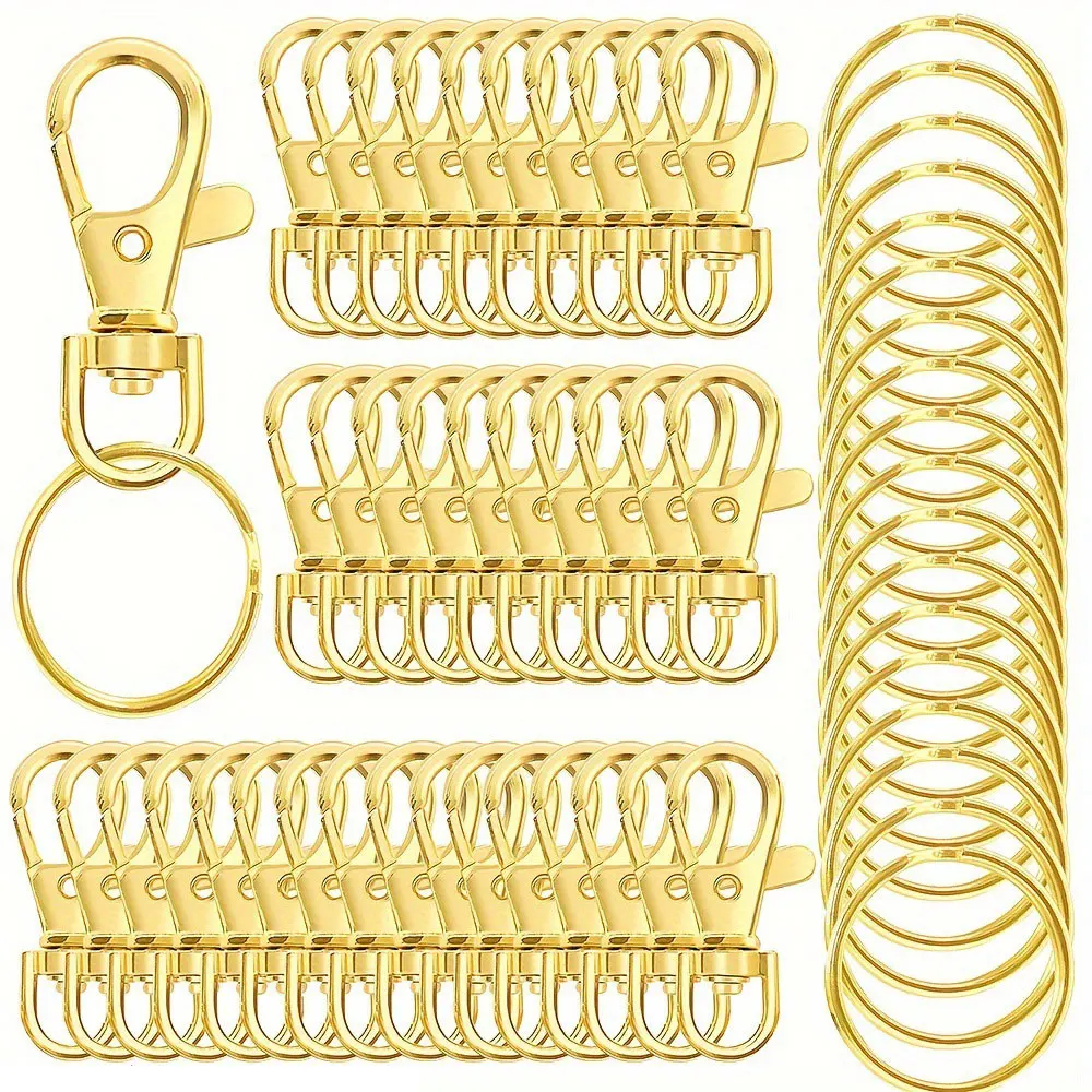 20PCS Keychain Hook 10pcs Key Ring 10pcs Keychain Clip Hook Flat Ring for Lanyard Jewelry Making DIY Crafts