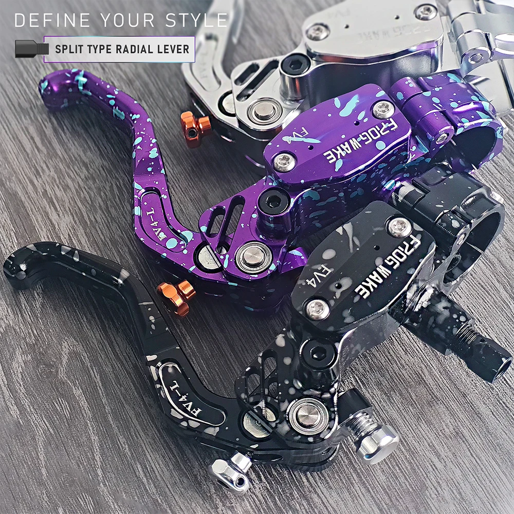 Kit freno a disco idraulico per mountain bike FV4-L Frog Wake con rotori da 180 mm Pinze a pressione olio a 4 pistoni in alluminio Leva radiale - immagine 2