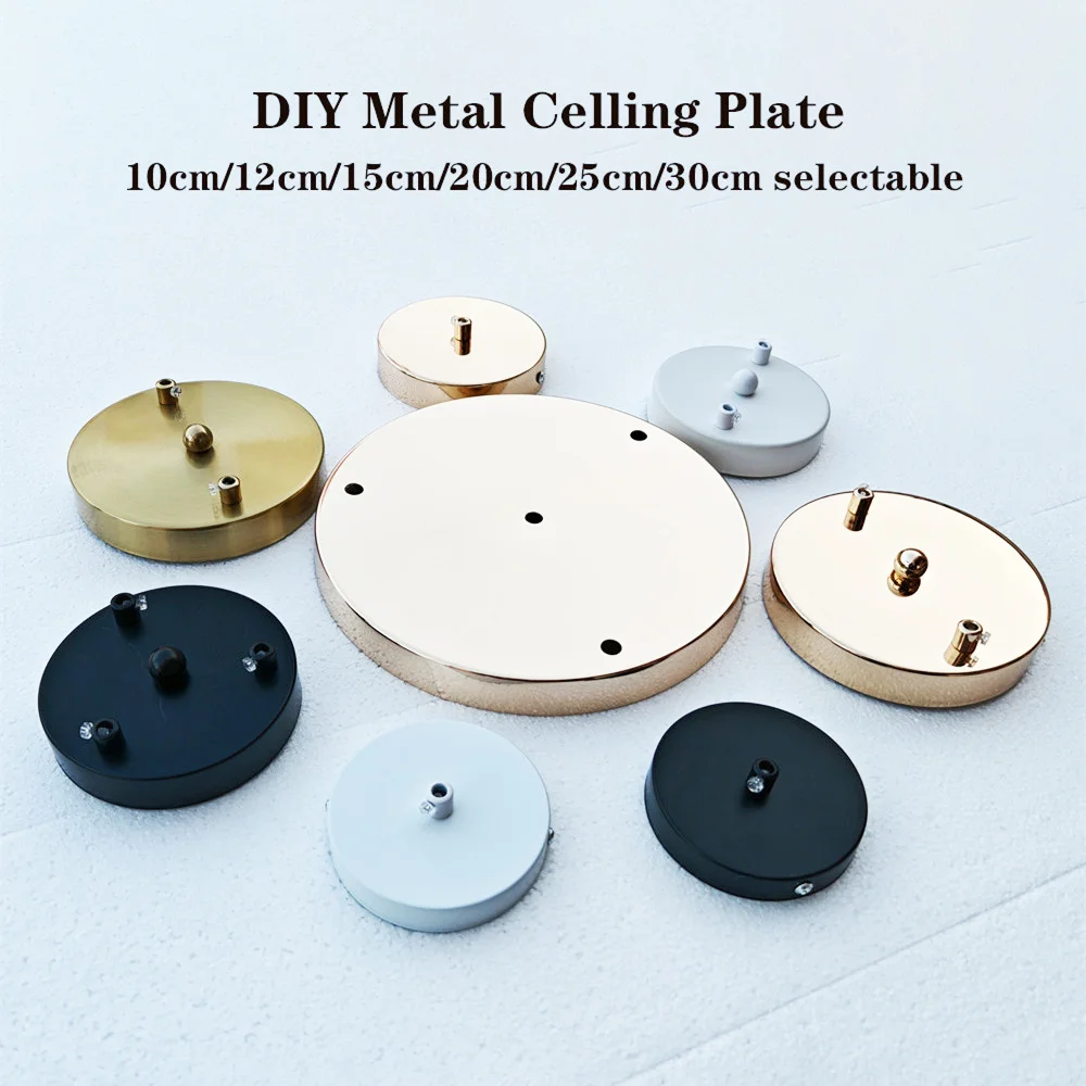 DIY 10/15/20/25/30cm French Gold Brass Ceiling Plate LED Base Vintage Pendant Lamp Disc Base Ceiling Canopy led lamp base