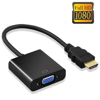 Convertidor de Cable HD 1080P HDMI a VGA con fuente de alimentación de Audio, adaptador macho a hembra VGA para tableta, portátil, PC y TV