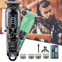 New Trimmer Hair Clipper Professional Transparent Electric Shaver Stainless Steel Hair Cutting Machine Barber Shop