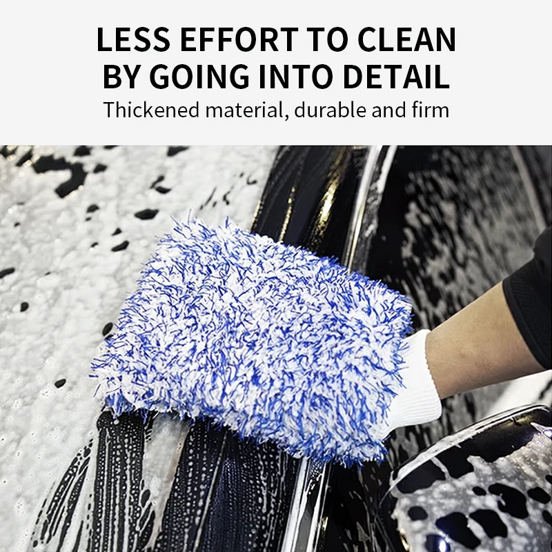 Car wash gloves magic fiber thickened car cleaning gloves strong absorbent long hair car cleaning do not hurt the paint