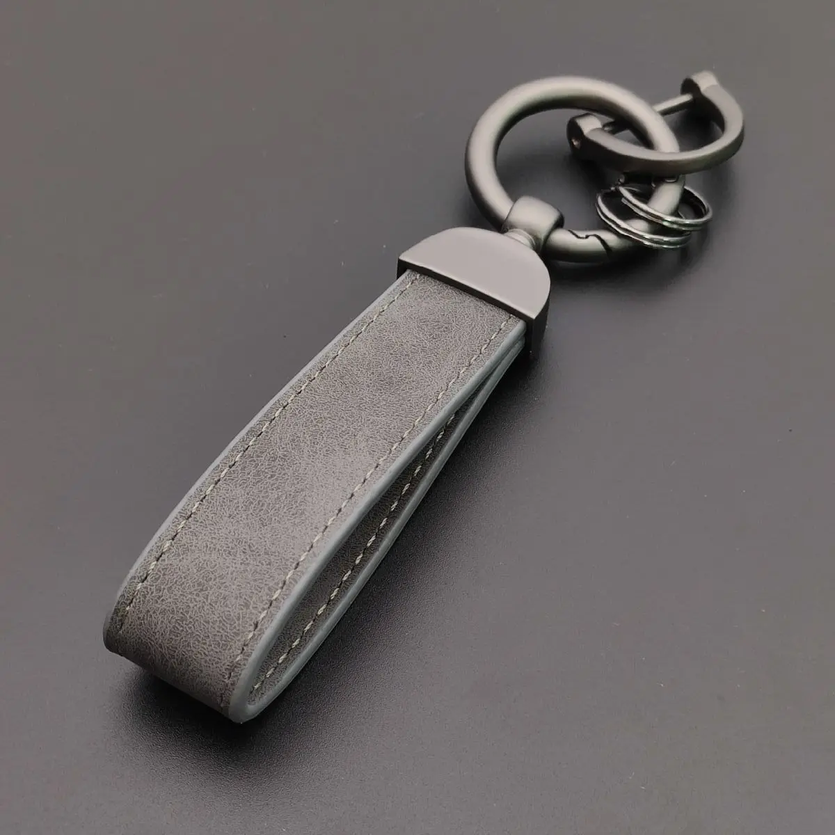 Personalized Crazy Horse Leather Car Ornament Keychain Pendant Charm Gift