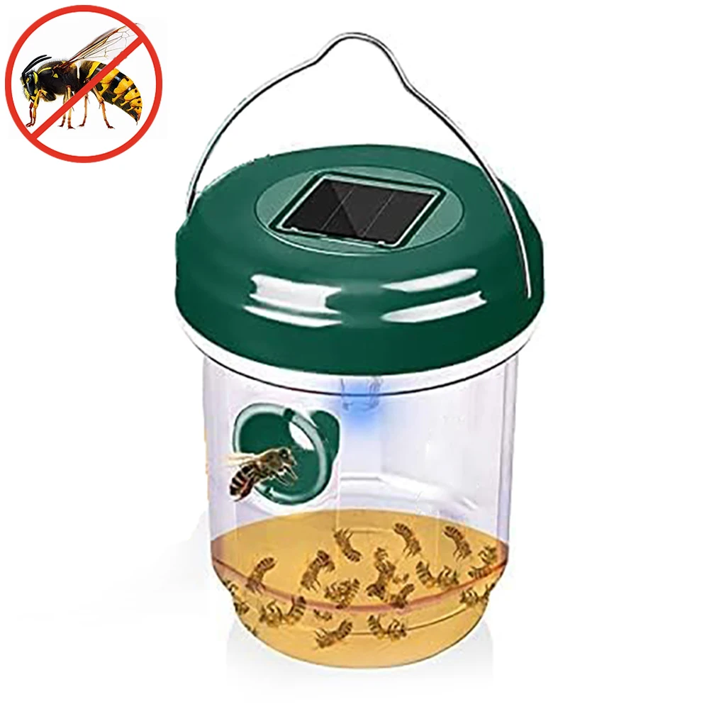 กลางแจ้งพลังงานแสงอาทิตย์อัลตราไวโอเลต LED Light Wasp ขวดกับดัก Bee Hornet Catcher 1