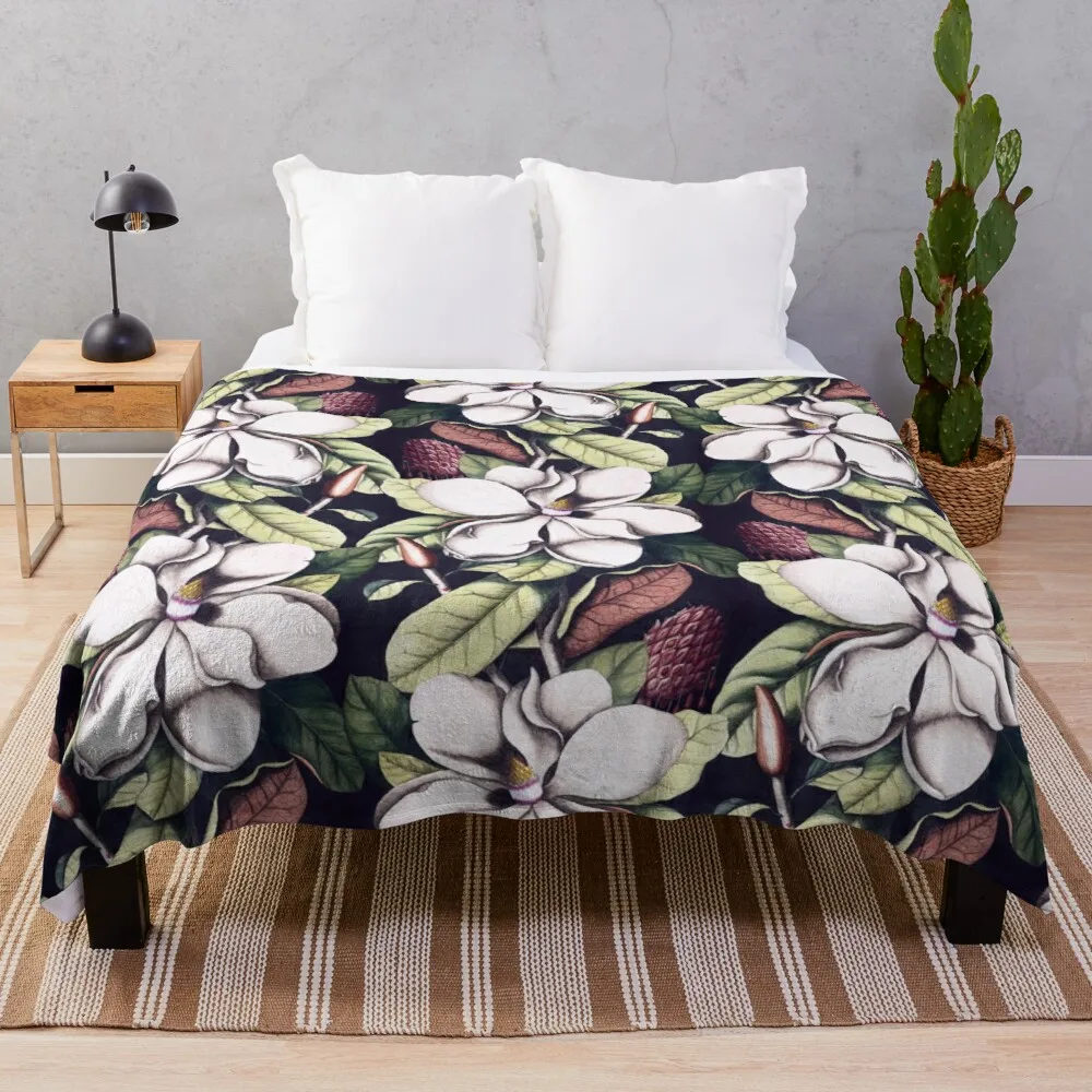 

Magnolia flower Throw Blanket Summer Blanket