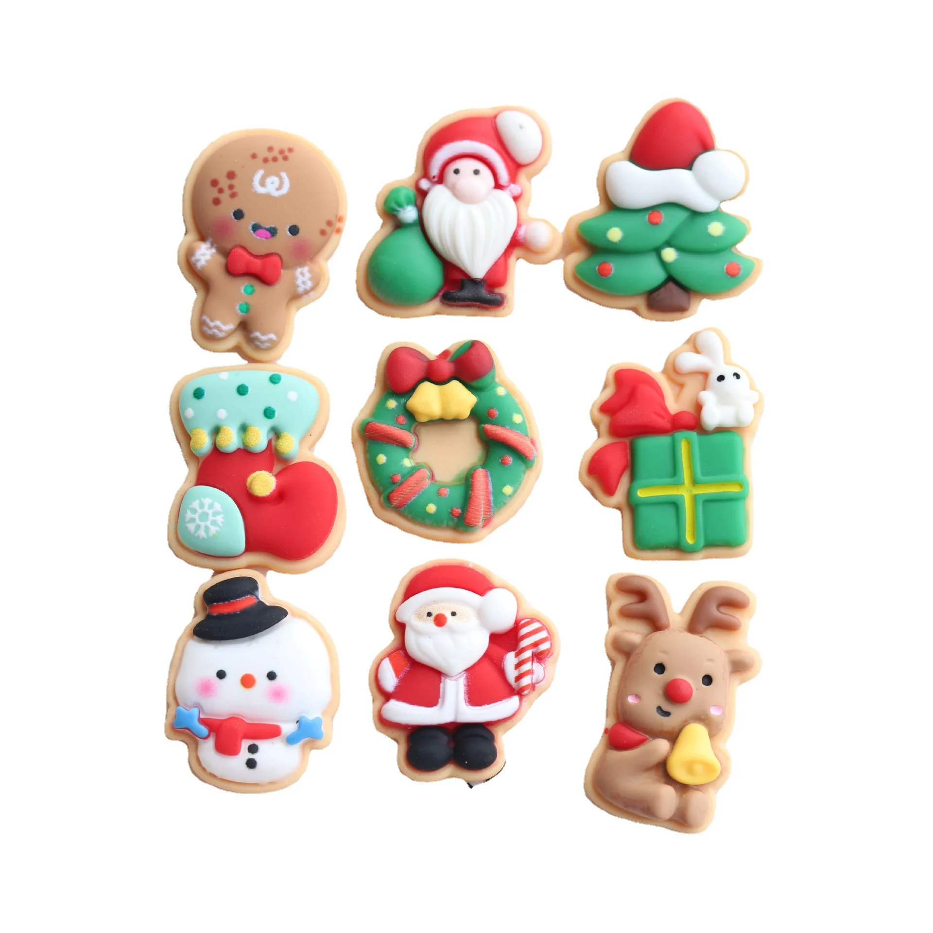 

100pcs/lot Resin flat back simulation cartoon Christmas father snowman tree deer mix Cabochon Scrapbook Embellishment DIY