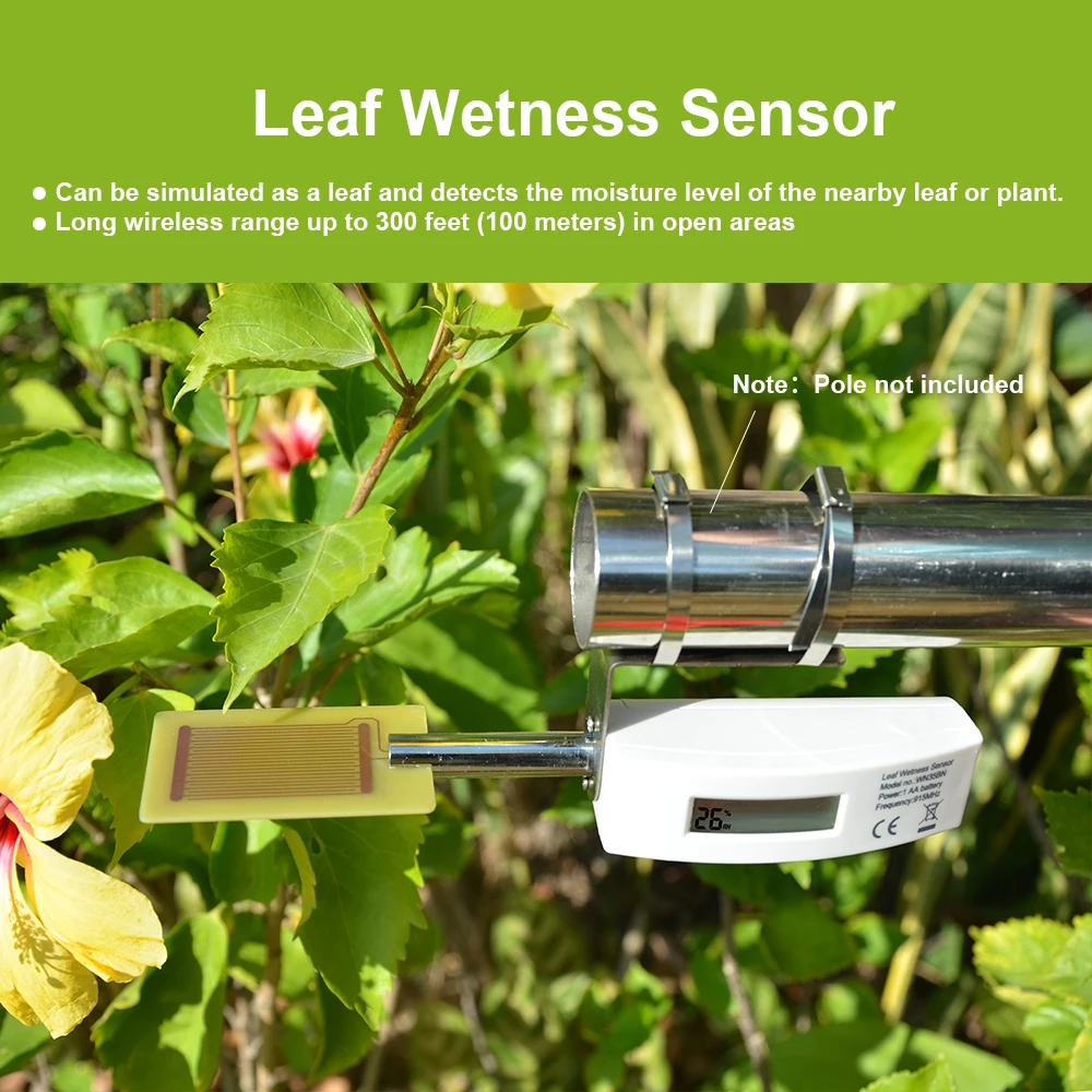 Soil moisture sensor Ecowitt WN35 Leaf Surface Moisture on Foliage Sensor with LCD Display Leaf Wetness Sensor Up to 8-channel Supported
