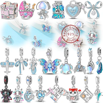 925 Sterling Silver Turtle Bow Conch Perfume Earphone Ballet Charms Beads Fit 3mm Bracelets DIY Fine Jewelry Making