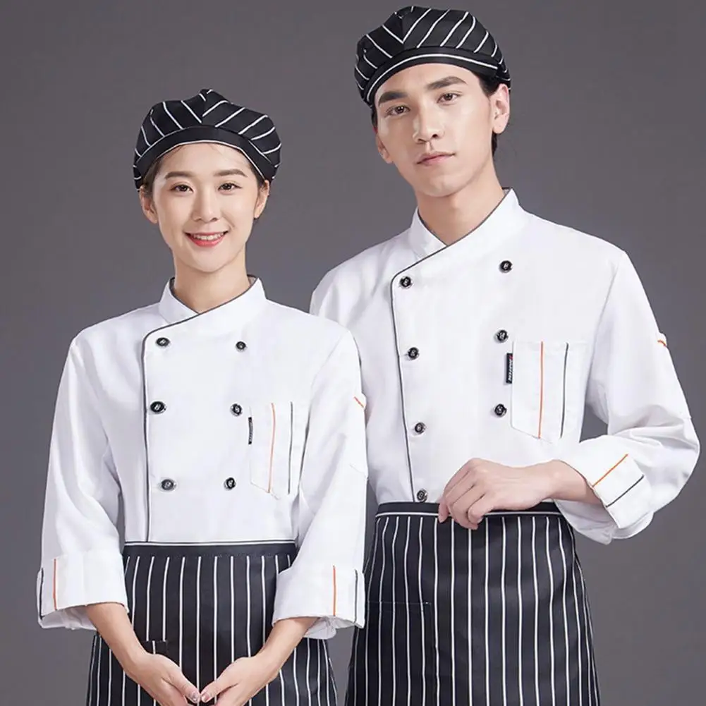 

Chef Uniform Unisex Kitchen Chef Coat Long Sleeves Restaurant Uniform Shirt Service Bakery Chef Shirt Works Clothes Cardigan