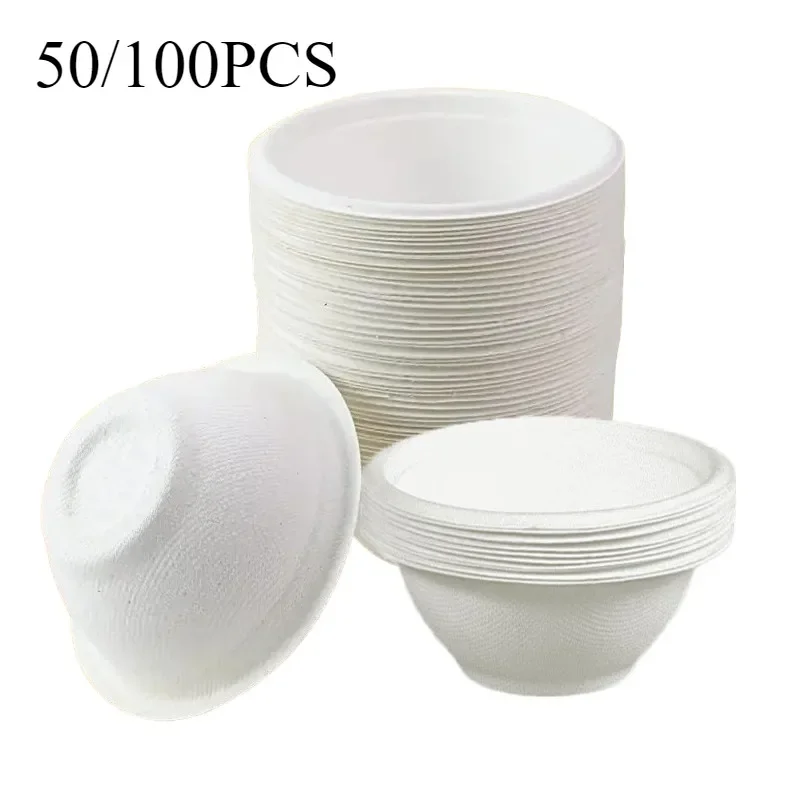 50/100PCS Disposable Paper Bowls Biodegradable Salad Dessert Bowls Suitable for Gatherings Holidays Outdoor Activities
