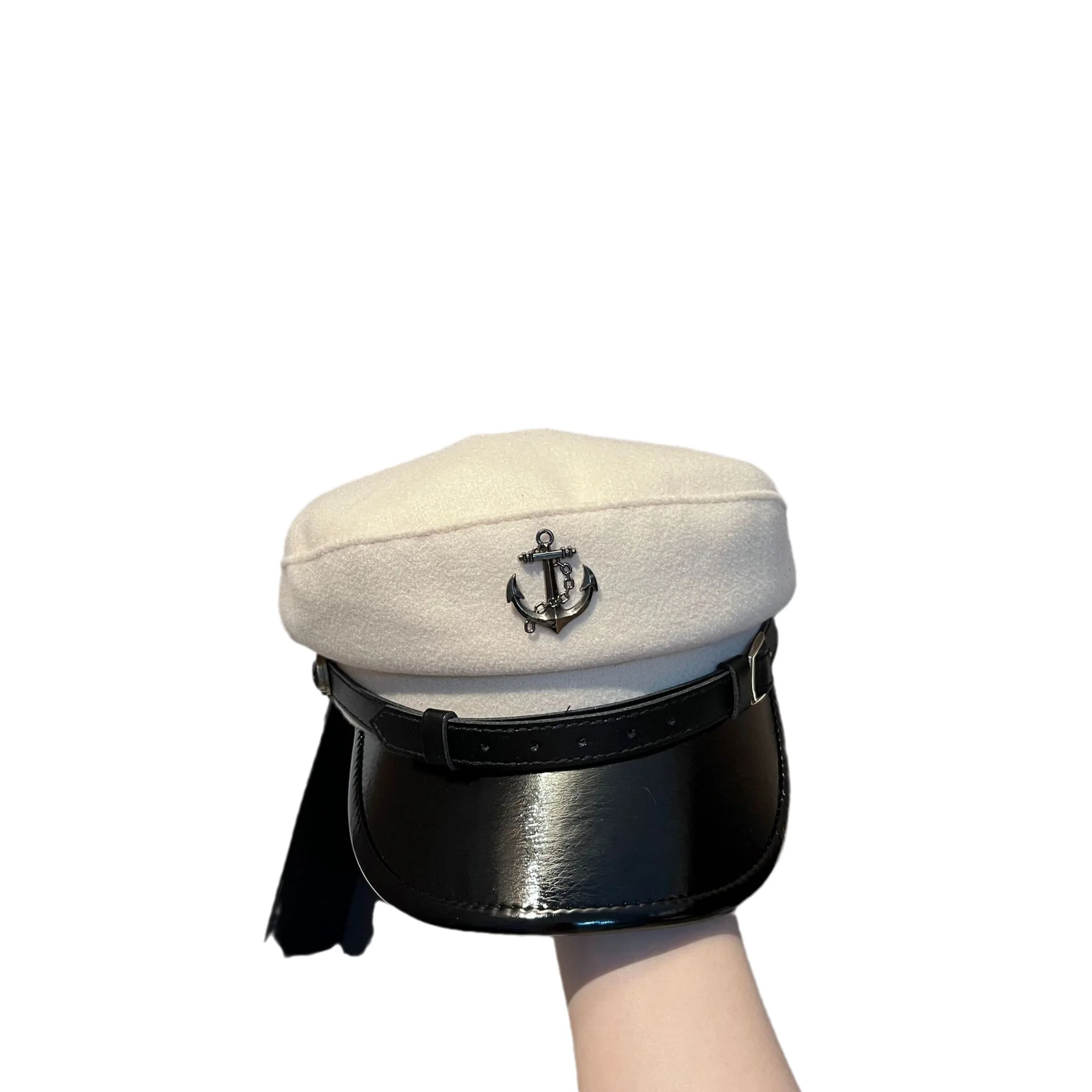 Nouvelle ceinture en laine, chapeau bleu marine, luxe léger européen et américain, mode, cuir anti-âge, casquette chaude, chapeau de journal pour femme_voghion.com