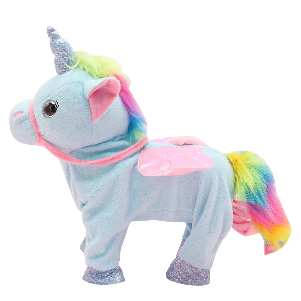 Electric Walking Singing Unicorn Plush Toy 35cm Music For Kids Christmas Gifts plush toys,electric interactive toy