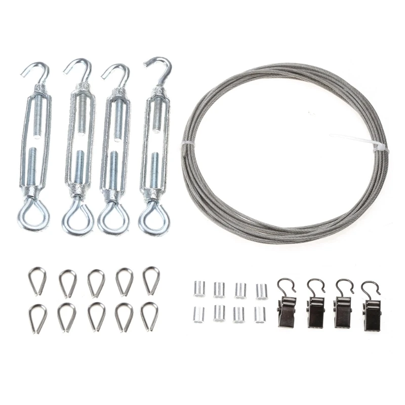 

1Set 5m Wire Rope Cable with Hooks DIY Curtain Outdoor Chandeliers Tool