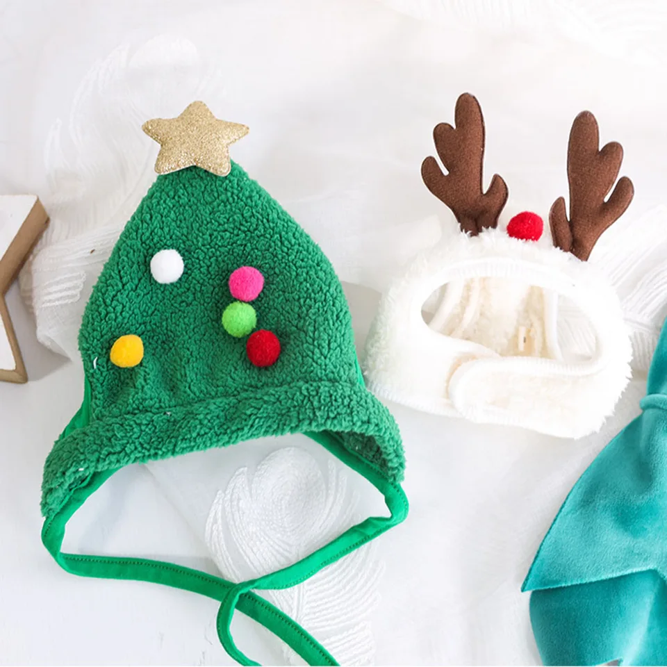 Cat Dog Kerstmis Huisdier Kleding - Schattige Kerstman Hond Kat Kerstkostuums, Kerst Outfit Set Met Rendier Hoed en Cloak