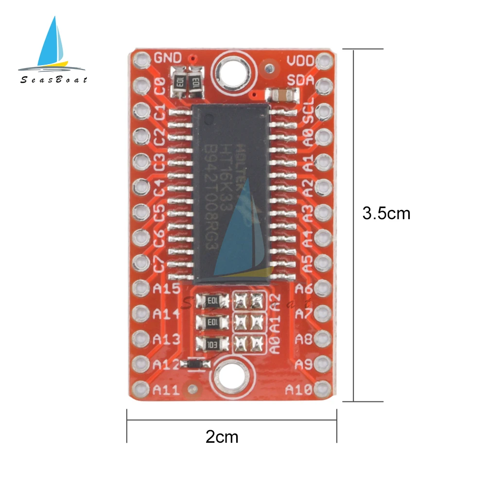 DC 4.5-5.5V HT16K33 LED Dot Matrix Drive Control Module Digital Tube Driver 16x8 bit RAM I2C Bus Interface