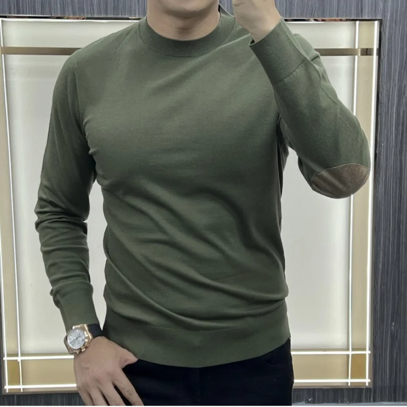 Men Autumn and Winter Korean New Commute O-Neck Pullovers Sweater Solid Color Knitted Loose Leisure Versatile Long-sleeves Tops