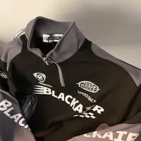 American retro street alphabet print stitching stand collar sweater men and women spring and autumn tide brand sports top - Image 4