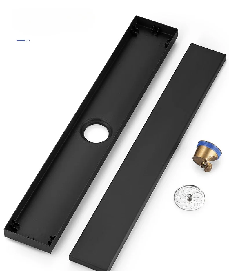 304 stainless steel tile-inlaid rectangular floor drain, bathroom shower room black extended deodorant floor drain