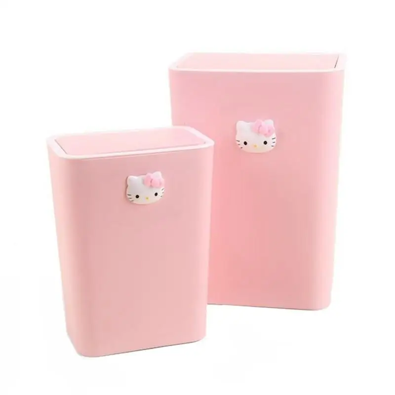 

Kawaii Hello Kitty Sanrio Large Cartoon Trash Can Square Paper Basket Cute Trash Can Hello Kitty Covered Trash Bin Home Gift