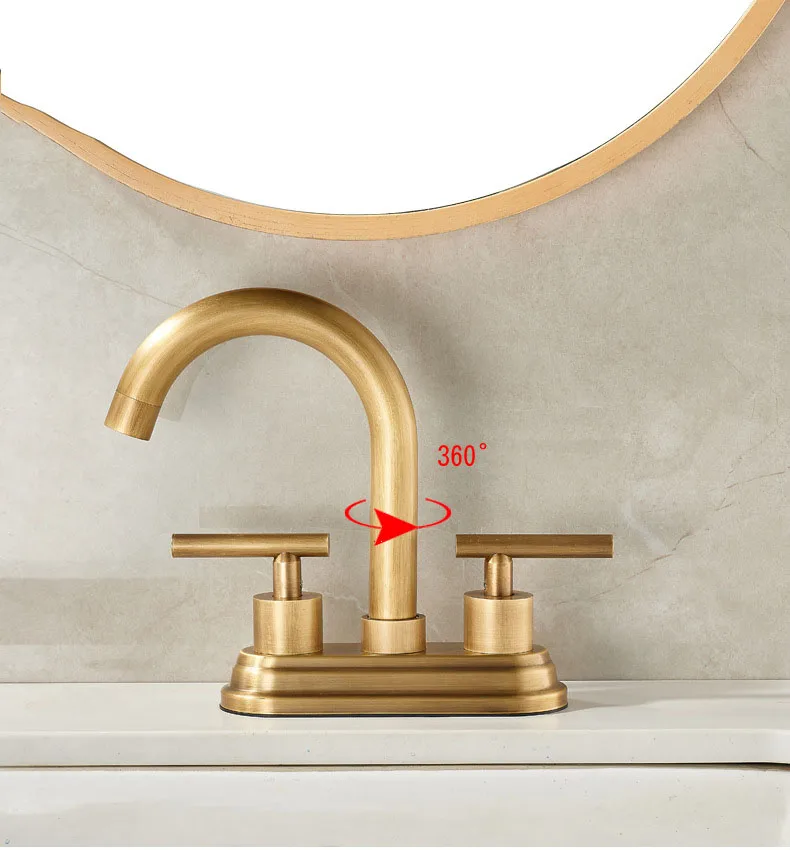 360 Swivel Antique Brass Bathroom Basin Faucet Sink Bathtub Mixer Tap