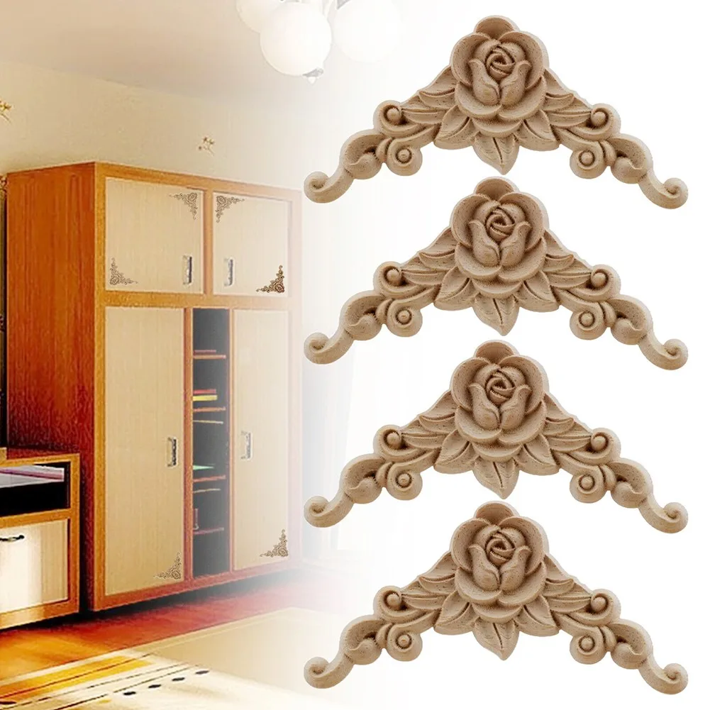 1 Pezzo Di Legno Intagliato Onlay Applique Ovale Intaglio