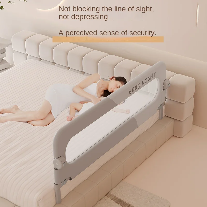 150cm Bed Guardrail Baby Safety Bed Barrier Anti-Fall Baby Crib U-Shaped Base Fully Folded Safety Rails Bedroom Fence