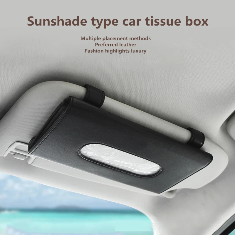 Car Sun Visor Leather Tissue Box Tissue Box Towel Sets Holder Auto