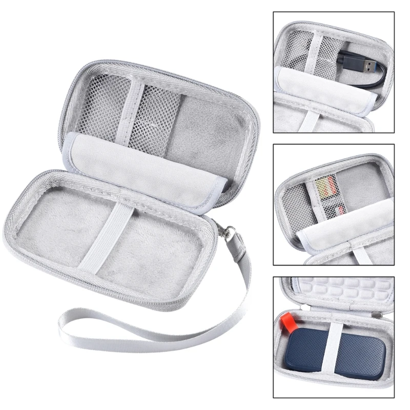 Portable Hard for SanDisk E30 E81 SSD Traveling Protective Storage Bags with Mesh Inner Pocket Shockproof SSD