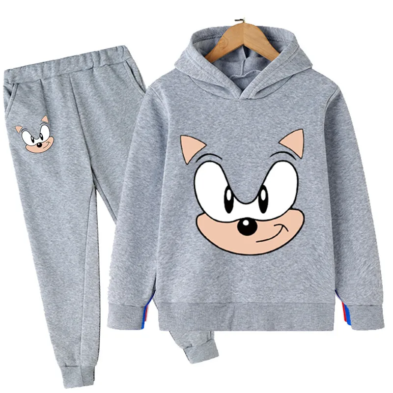 pajamas for birthday girl Stylish Handsome Kids Hoodie Set Cotton Sonic Pullover Set Kids Sweatshirt Pants 2 Piece Cool Gaming Long Sleeve Clothes children's clothing sets high quality