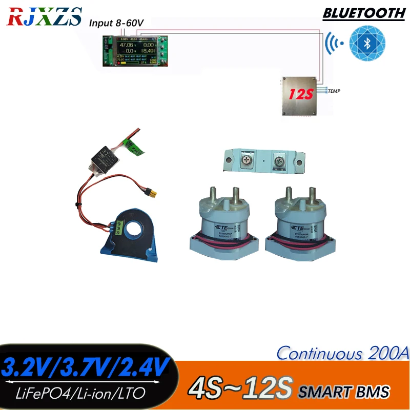 

4S-12S 200a/300A Smart YL DIY BMS LiFePO4 Li-Ion LTO реле BMS Bluetooth-совместимое приложение монитор солнечной энергии ЖК-дисплей