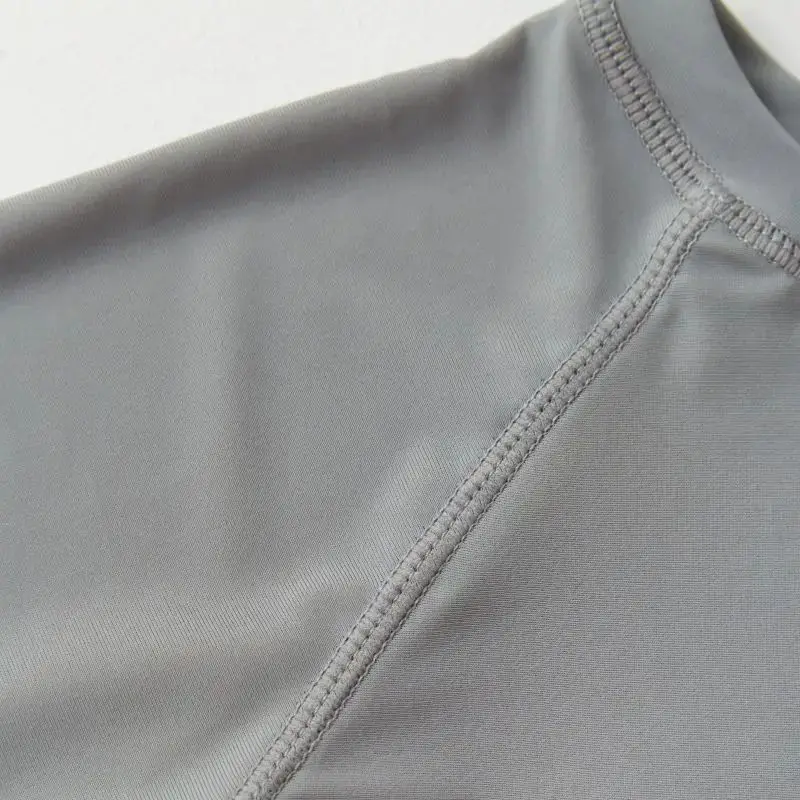 Boys Swimsuit Long Sleeve Separates Swimming Cap Set Gray Coconut Tree