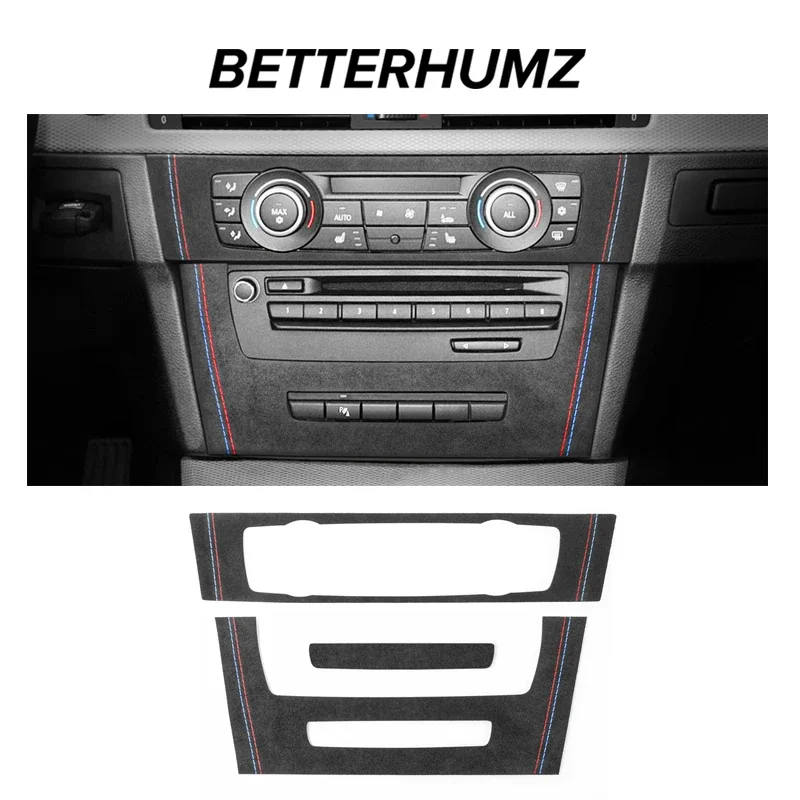 BMW E90 E92 E93 시리즈 3 Alcantara 센터 콘솔 CD 패널 트림 프레임 성능 스티커 자동차 인테리어 액세서리로 제작