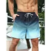 2025 Summer New Hawaii Vacation Beach Shorts Men's Casual Half Pants 3D Printed Striped Gradient Swimming Pants Beach 1
