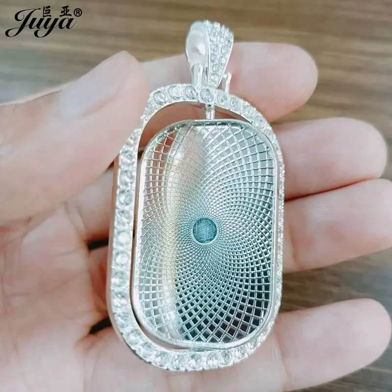30PCS Wholesale Double Sided Cabochon Pendant Bases 24x38mm Rotatable Blank Tray Charms For DIY Jewelry Making Accessories