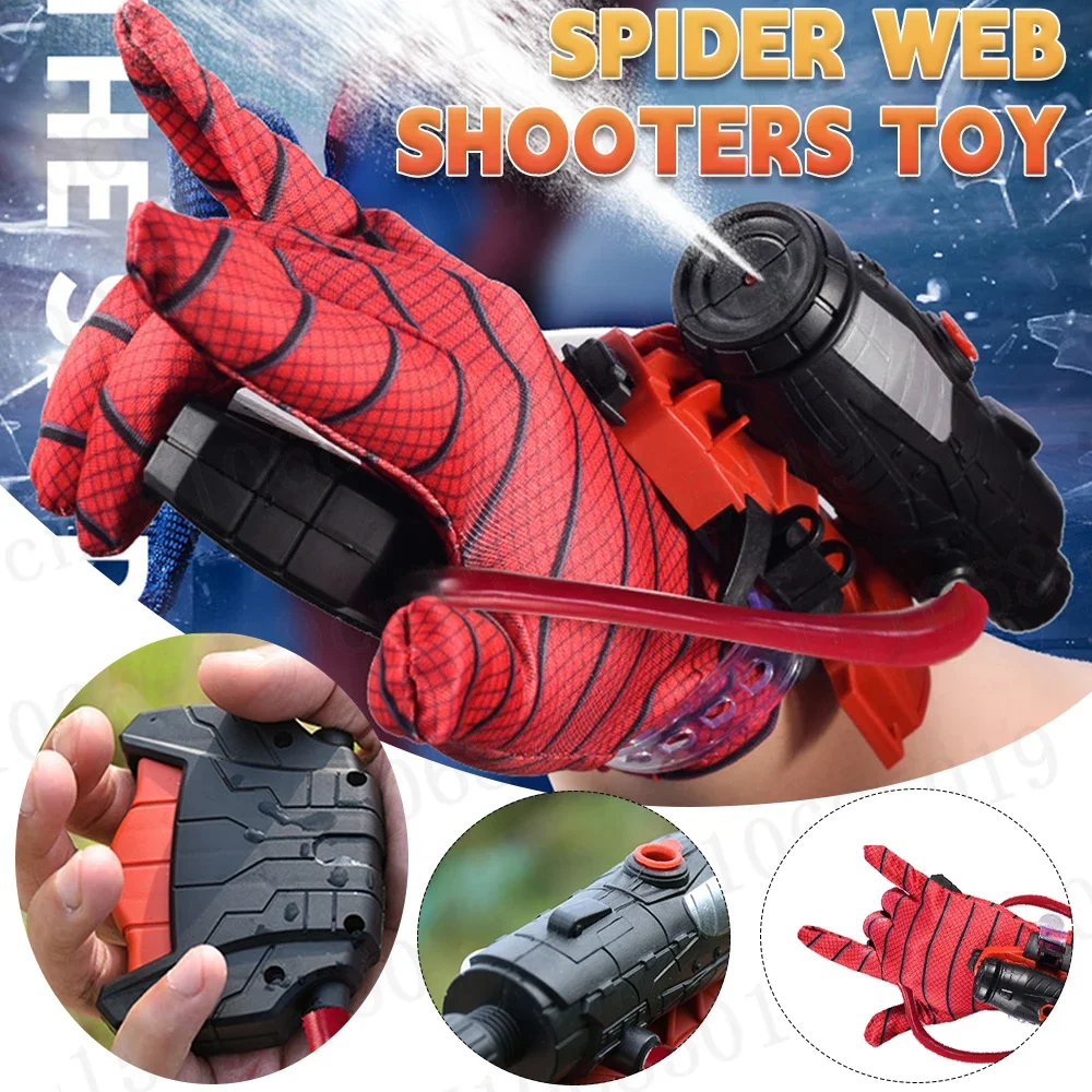 Water Squirting Toy Water Play Toys Spider Web Shooters Toy Water Guns with Glove Superhero Squirt Guns Water Fighting Toy for Kids and Adults Swimming Pool Toys