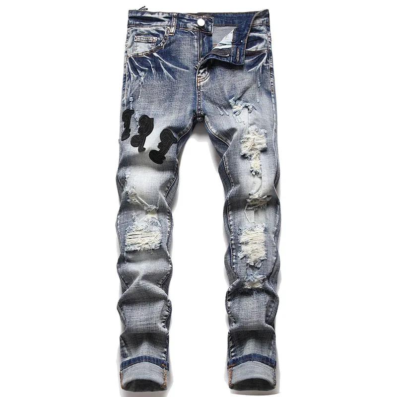 2023 neue Hohe Qualität Herren Ripped Jeans Frühling Herbst Männer Hip Hop Denim Hosen Männlichen Jeans Distressed Hosen Pantalones
