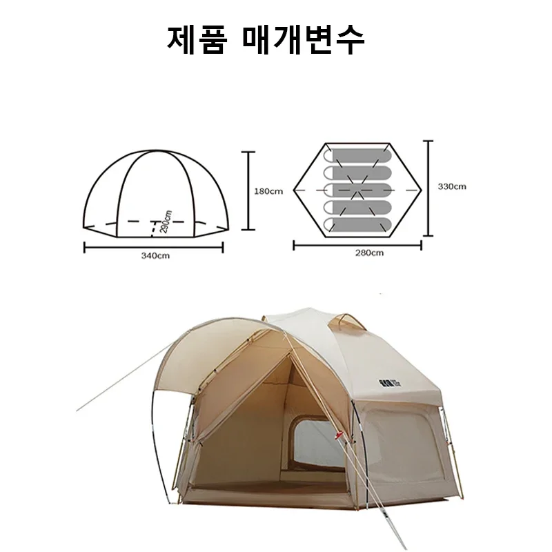 5-8 Person Travel Camping Tent Hexagon Outdoor Bionic Design Huge Frog Tent Automatic Instant Pop Up Portable Waterproof