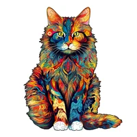 Color Changing Cat Wooden Puzzle Irregular Animal Shaped Wooden Puzzle High Difficulty Puzzle Puzzle Toy Birthday Christmas 2