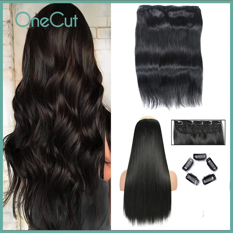 Clip In One Piece Remy 10inches with 5clips Human Hair Extensions Pure Color Natural Hairpieces Full Head Clips On Extesnsions