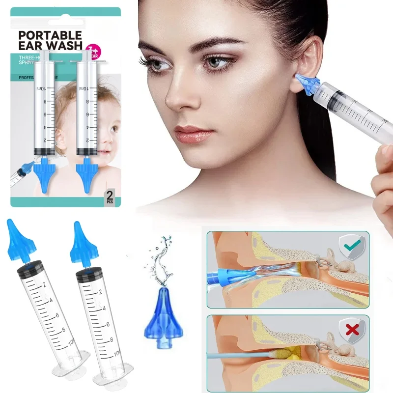 Baby Ear Syringes for Removing Ear Wax Children Adult Water Irrigation Cleaning Flusher Tool with Silicone Tip 2Pcs ear wax remover,ear wax cleaner