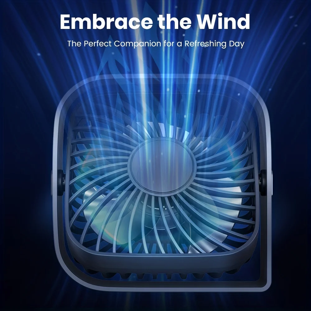 Compact USB Mini Portable Fan with 360° Adjustable Head and Quiet Multi-Speed Settings