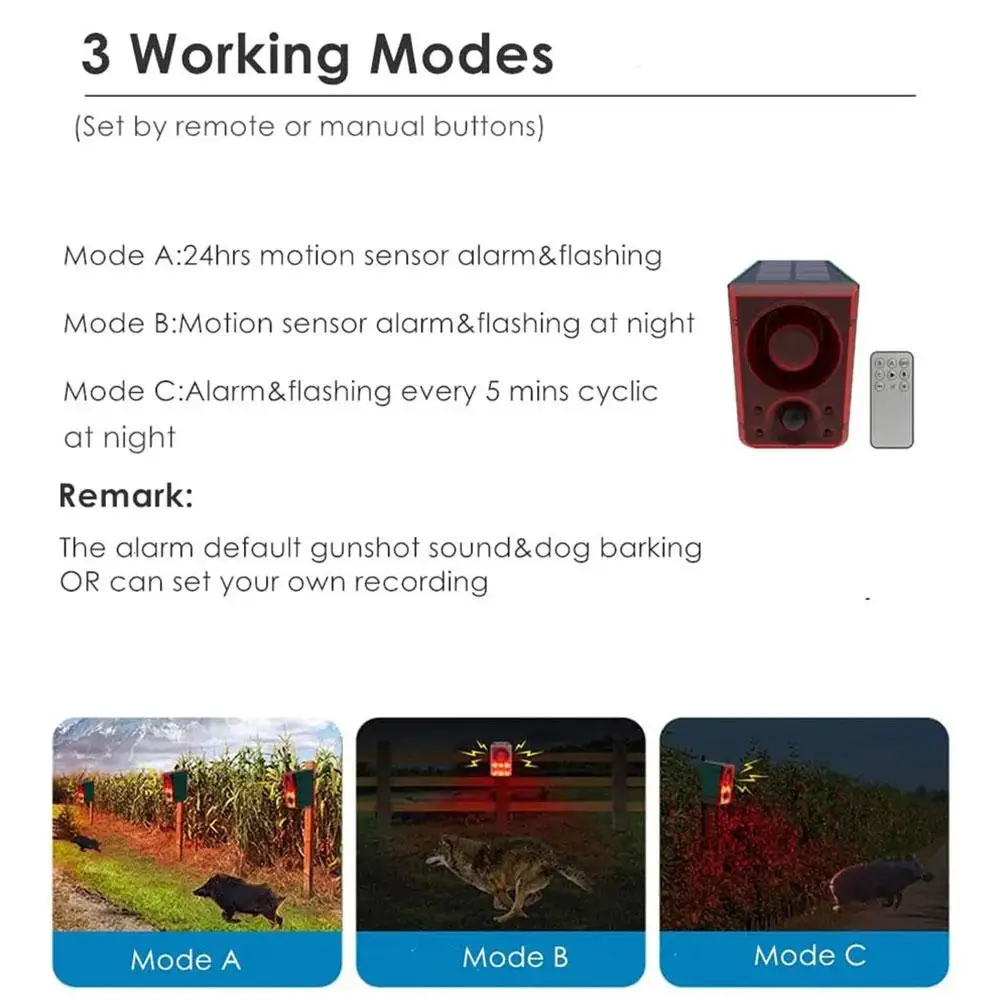 Barking Dog Alarm, 129DB Barking Dog Motion Sensor, Dog Barking Sound & Light Strobe Light Warning Lamp voor Buiten Farm Barn