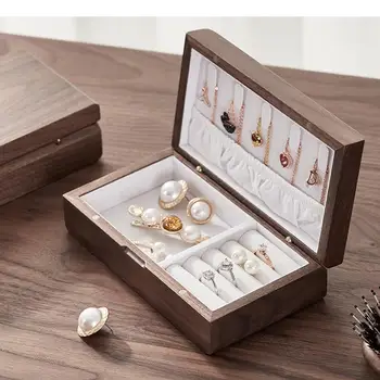 Creative Wooden Storage Box Home Rectangular Portable Jewelry Cosmetics Boxes Room Multifunctional Solid Wood Storage Containers