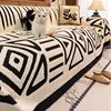 Geometric Patterns Thickened Winter Plush Warm Sofa Cover Durable Couch Cushion for Living Room Furniture Dust-proof Blanket 2