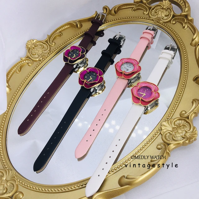 Women's watch - design jewelry flower - Genuine Leather  6