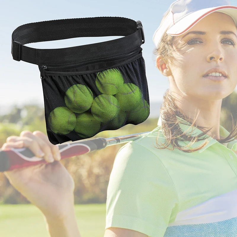 Portable Tennis Ball Holder Waist Bag Training Oxford Mesh Adjustable Belt Versatile Sports Bag Golf Accessories Baseball Pouch