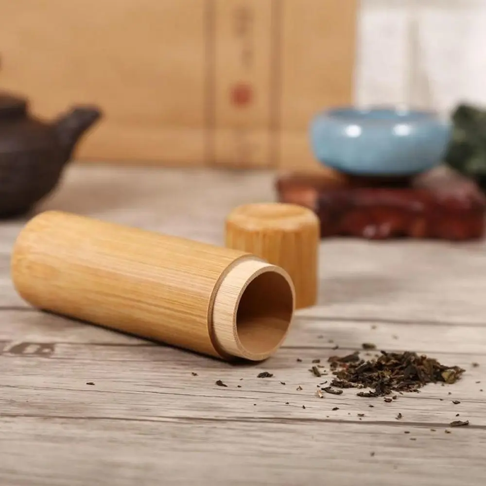 Spice Tubes With Lid Bamboo Bottle Handmade Storage Box Tea Canister Container Organizer tea tin box tea canister airtight container
