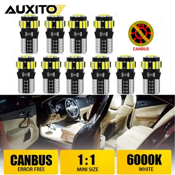 AUXITO 10/8/6/4/2Pcs Canbus 194 501 T10 W5W LED Bulb No Error 5W5 SMD 4014 Chip Car Interior Lamp Instrument Lights Pure White 1
