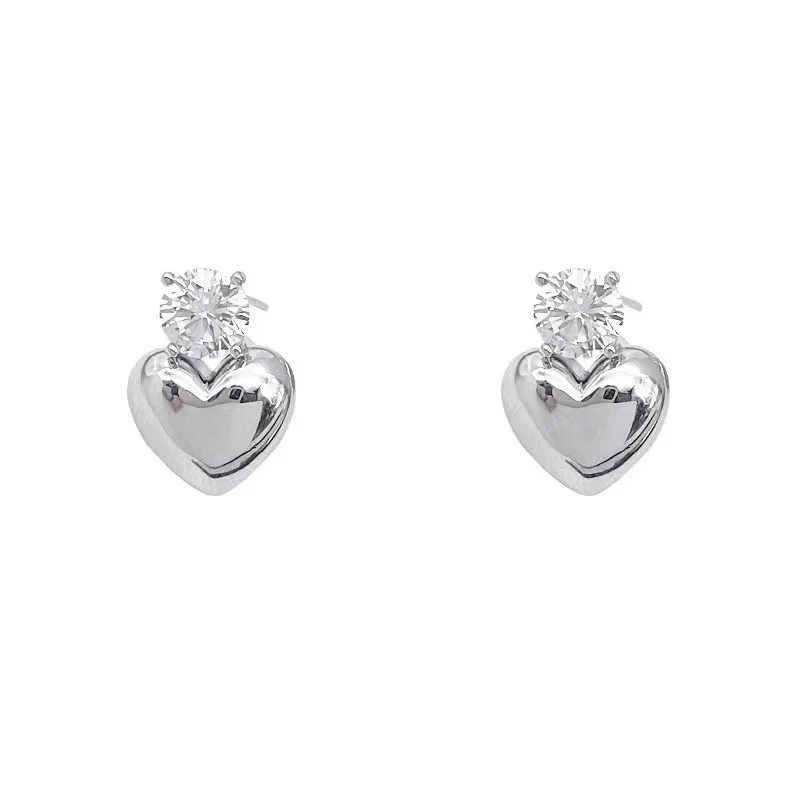[韓国人気ジュエリー] BIJOU Heart Crystal Drop Earrings Korean Heart Drop Earrings | Korean Accessories | Dangle