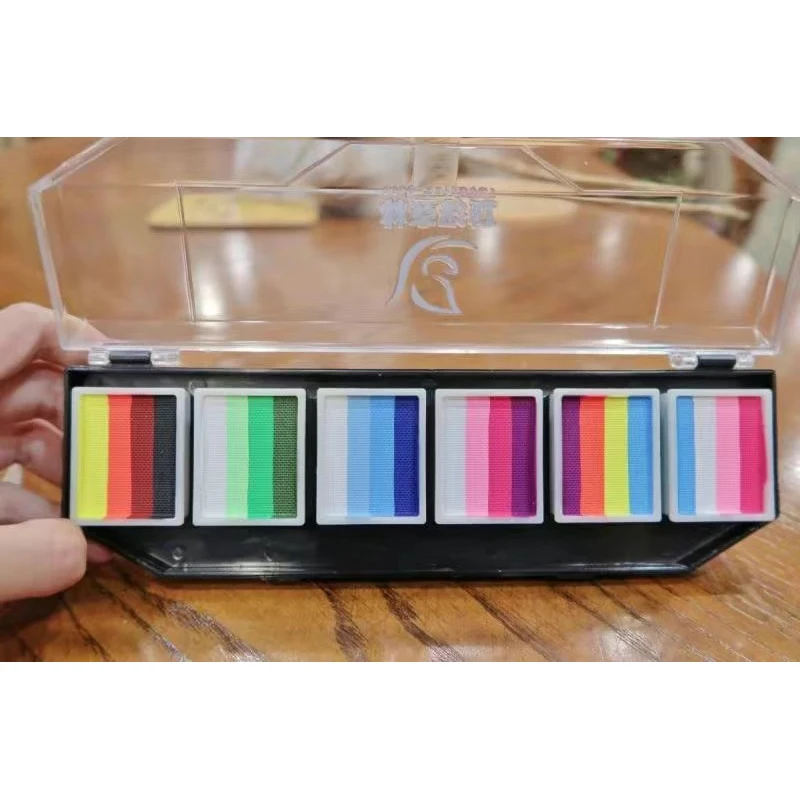 Professional Cosmetic Makeup Face Paint Palette 6-Color Split Face Body Paint Palette For Kids And Adult 3